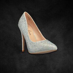 LAUREN LORRAINE Pumps Bedazzled Dazzling Crystal Elegant Pointed-Toe Silver 7.5
